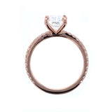 Cushion Cut Diamond Engagement Ring in Rose Gold with Diamond Pave