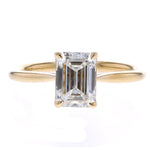 Emerald Cut Diamond Engagement Ring Solitaire In Yellow Gold