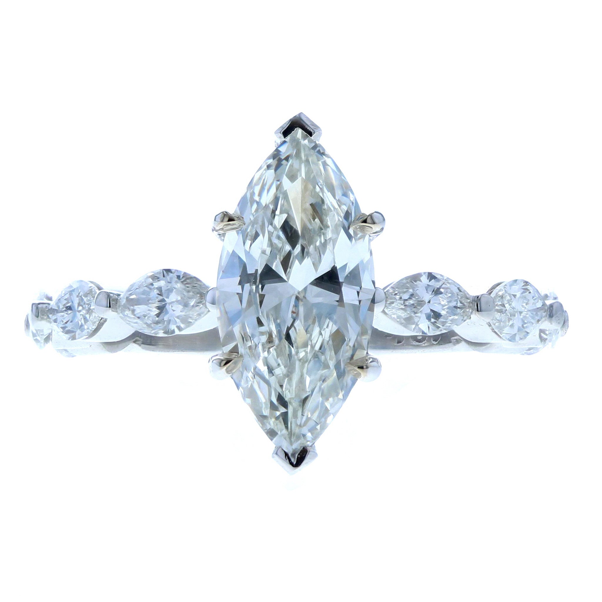 Marquise Diamond Engagement Ring with Marquise Diamond Shank