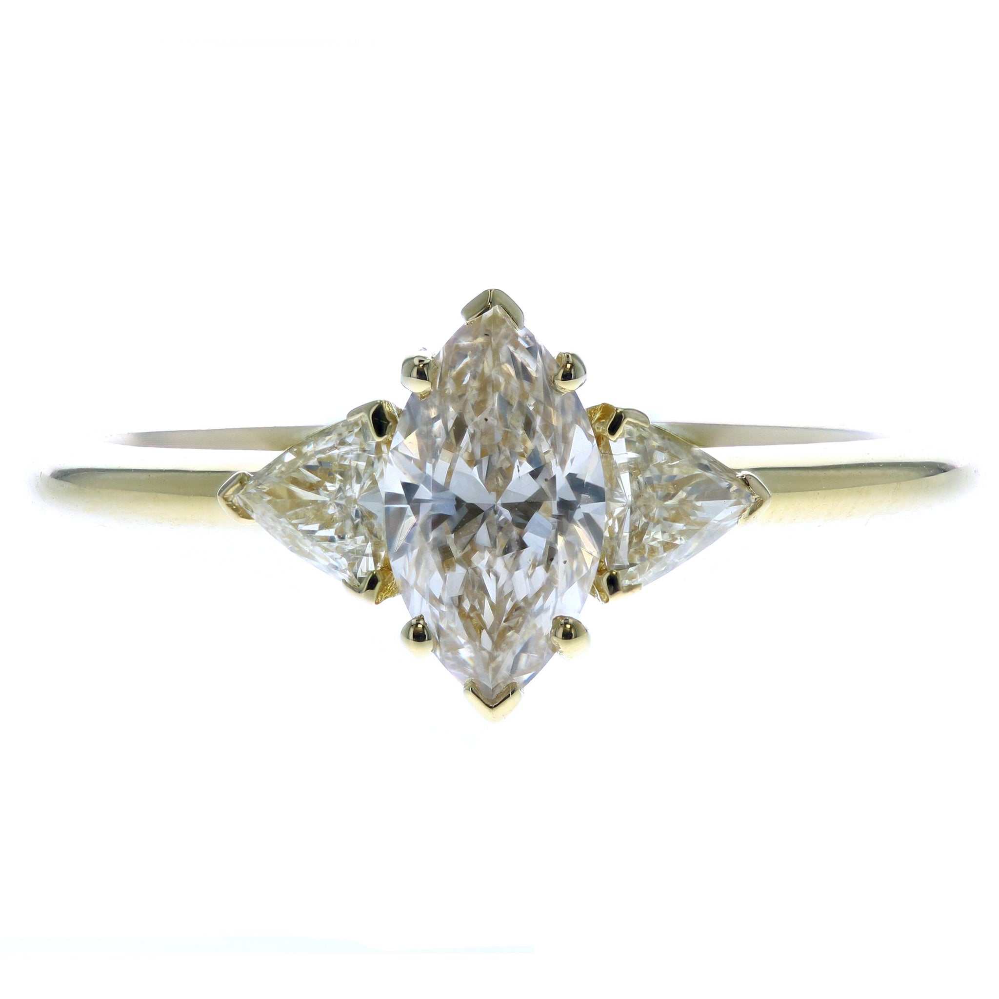Marquise Diamond Engagement Ring with Trillion Side Stones