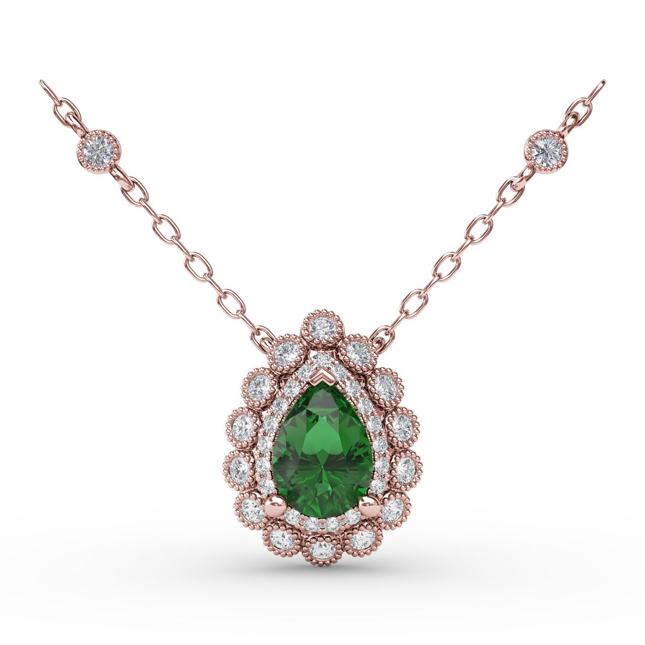 Floral Teardrop Emerald and Diamond Pendant – Concierge Diamonds