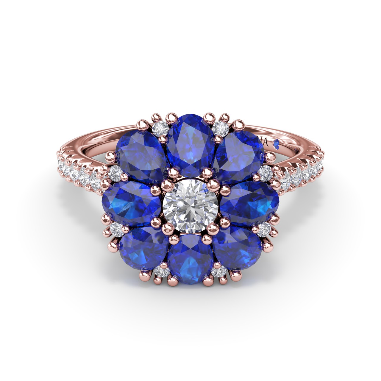 Sapphire and Diamond Cluster Flower Ring – Concierge Diamonds