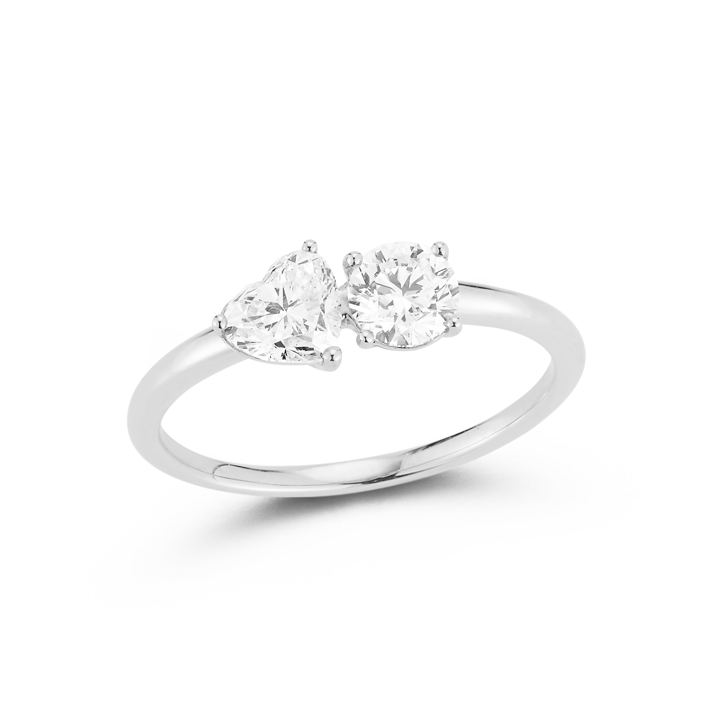 Two Stone Heart and Round Diamond Ring – Concierge Diamonds