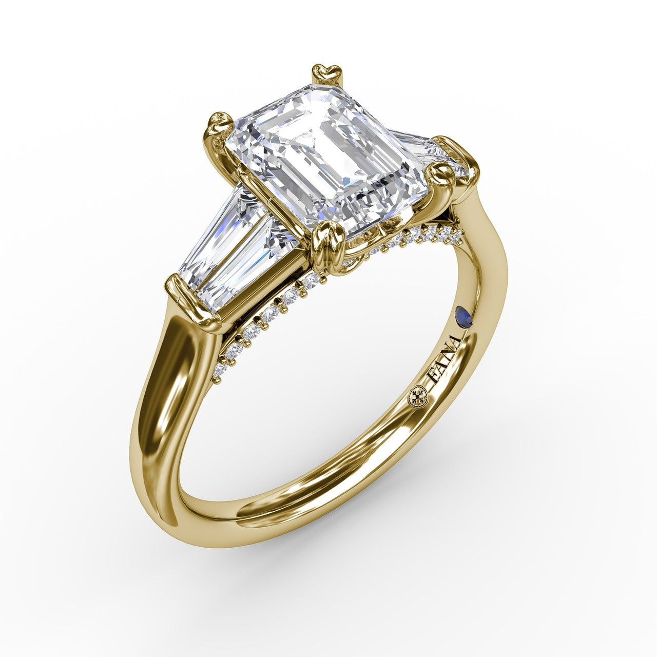 Emerald-Cut Diamond Engagement Ring With Tapered Baguette Side