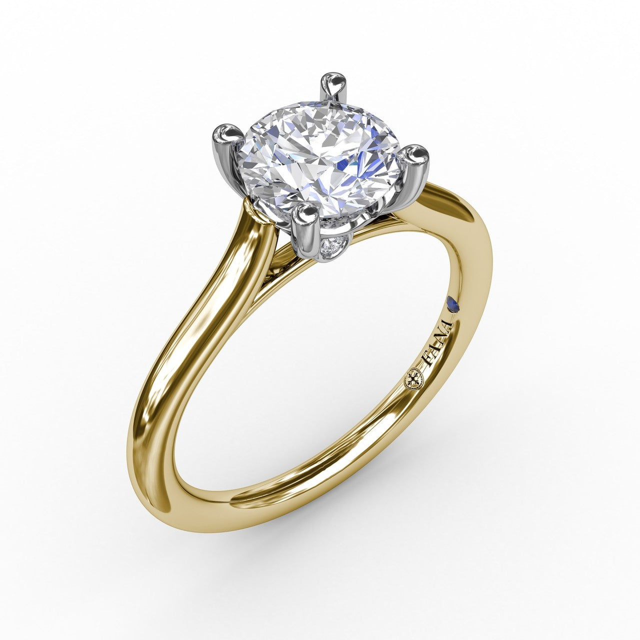 Classic Round Diamond Solitaire Engagement Ring With Cathedral