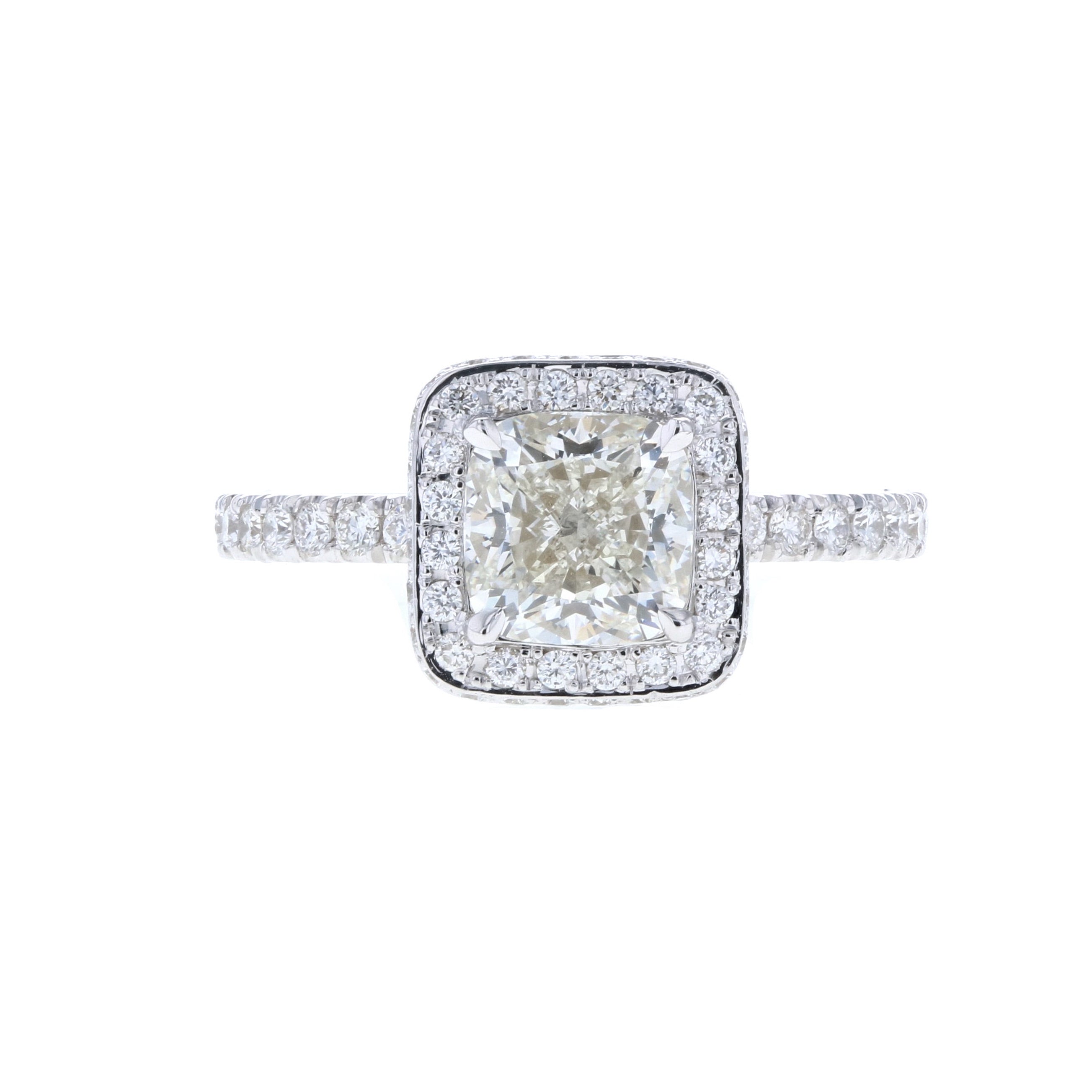 square cushion cut halo engagement rings