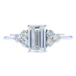 Emerald Cut Diamond Engagement Ring with Diamond Cluster