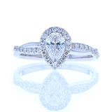Pear Shape Diamond Engagement ring with a twist diamond band in White Gold