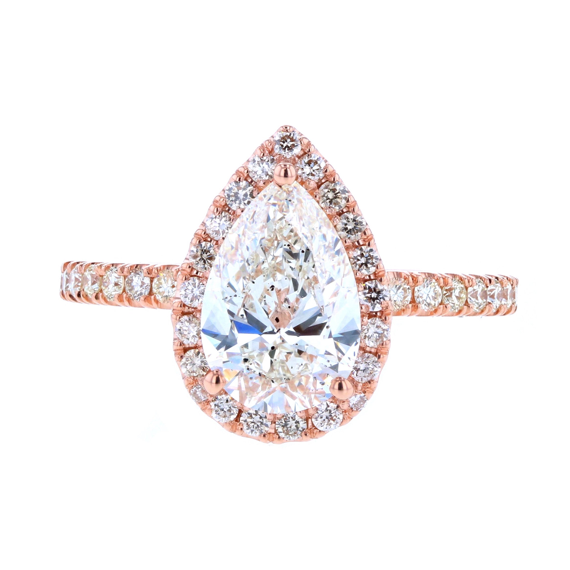 Pear Shaped Diamond Engagement Ring with Diamond Halo in Rose Gold