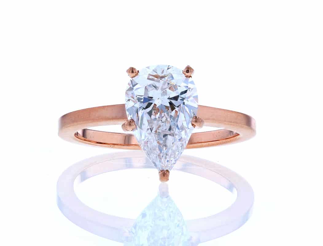 Pear Shaped Solitaire Engagement Ring Rose Gold - F3225