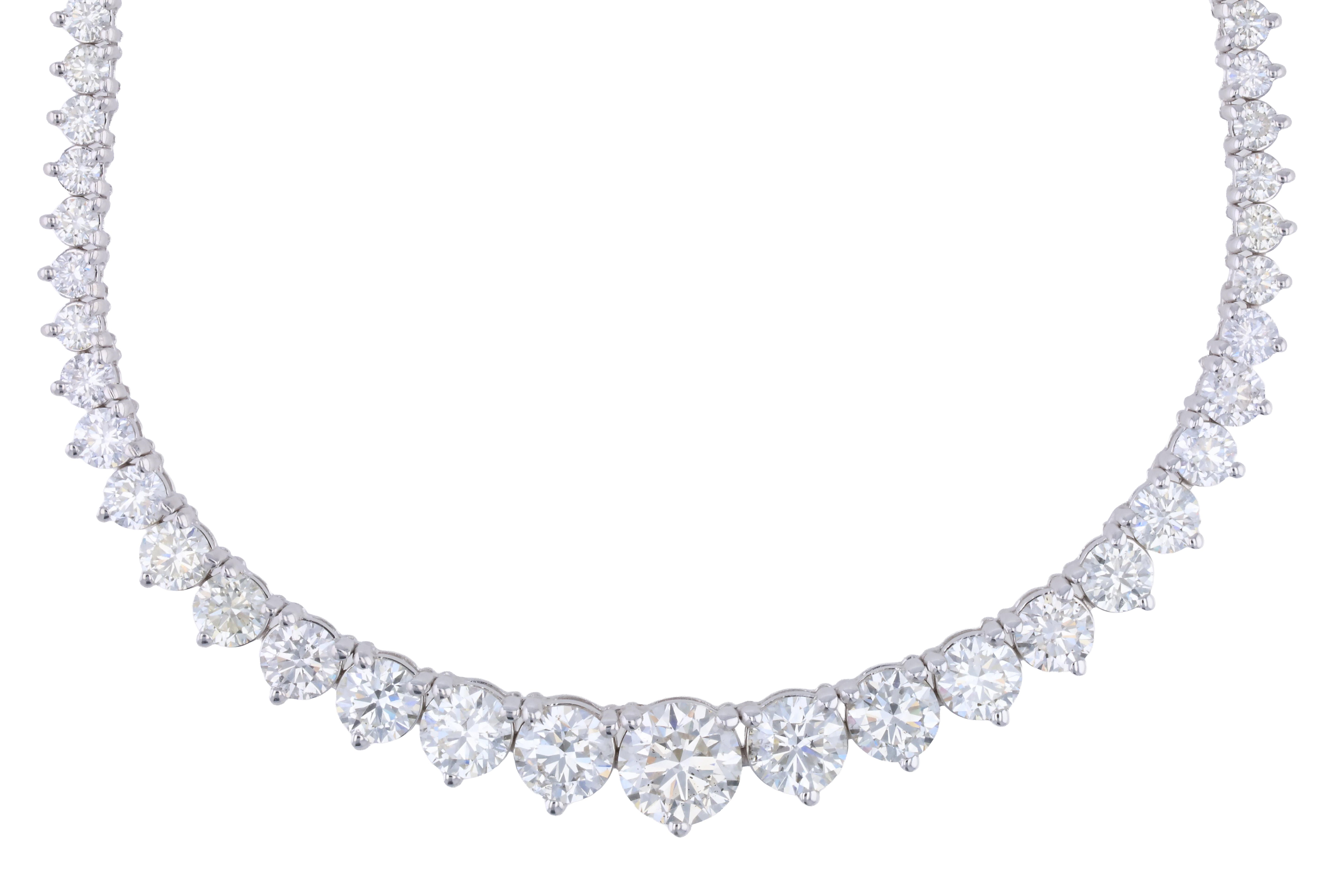 13 Carats Natural Diamond Graduated Riviera Tennis Necklace in