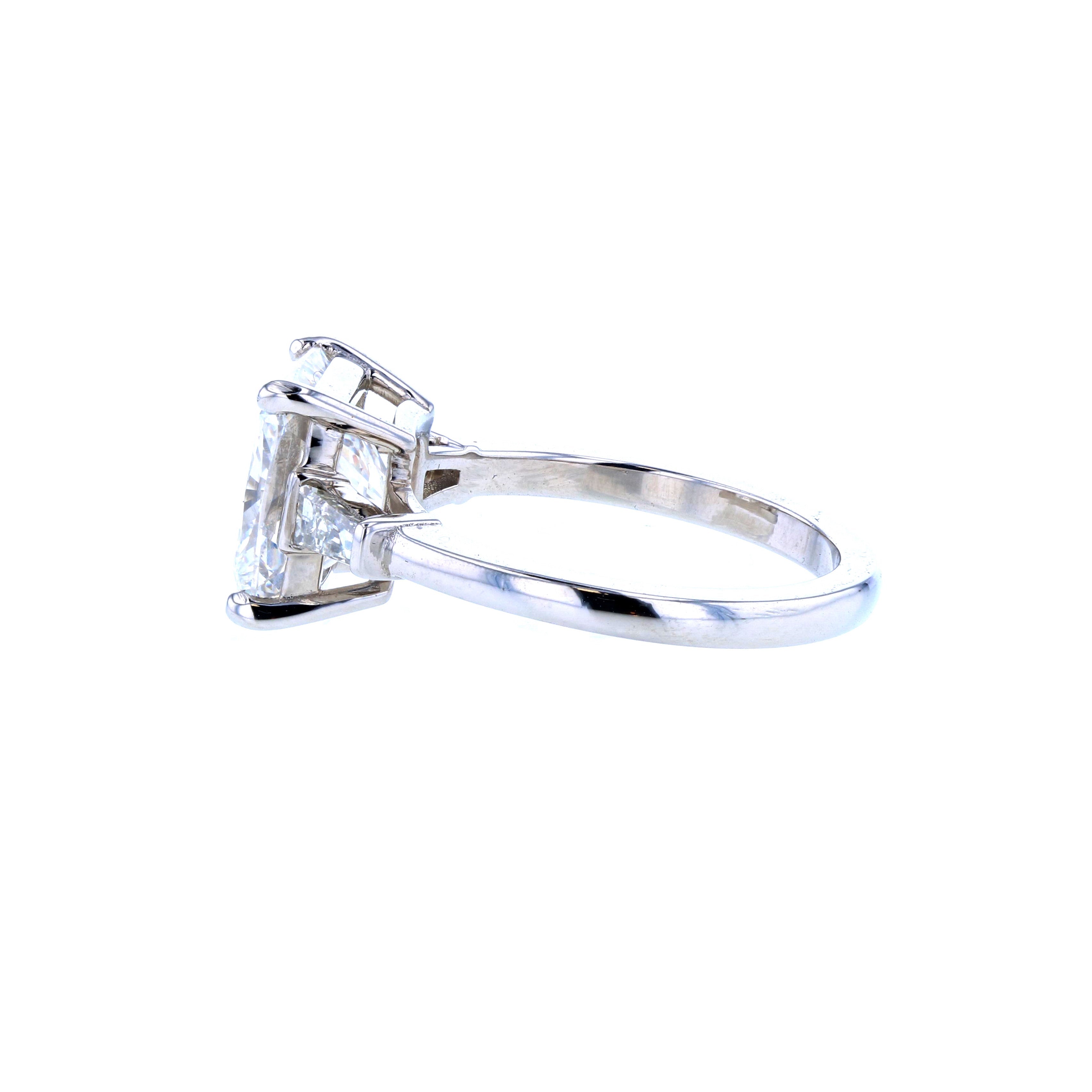 Cushion Cut Diamond Engagement Ring with Tapered Baguettes