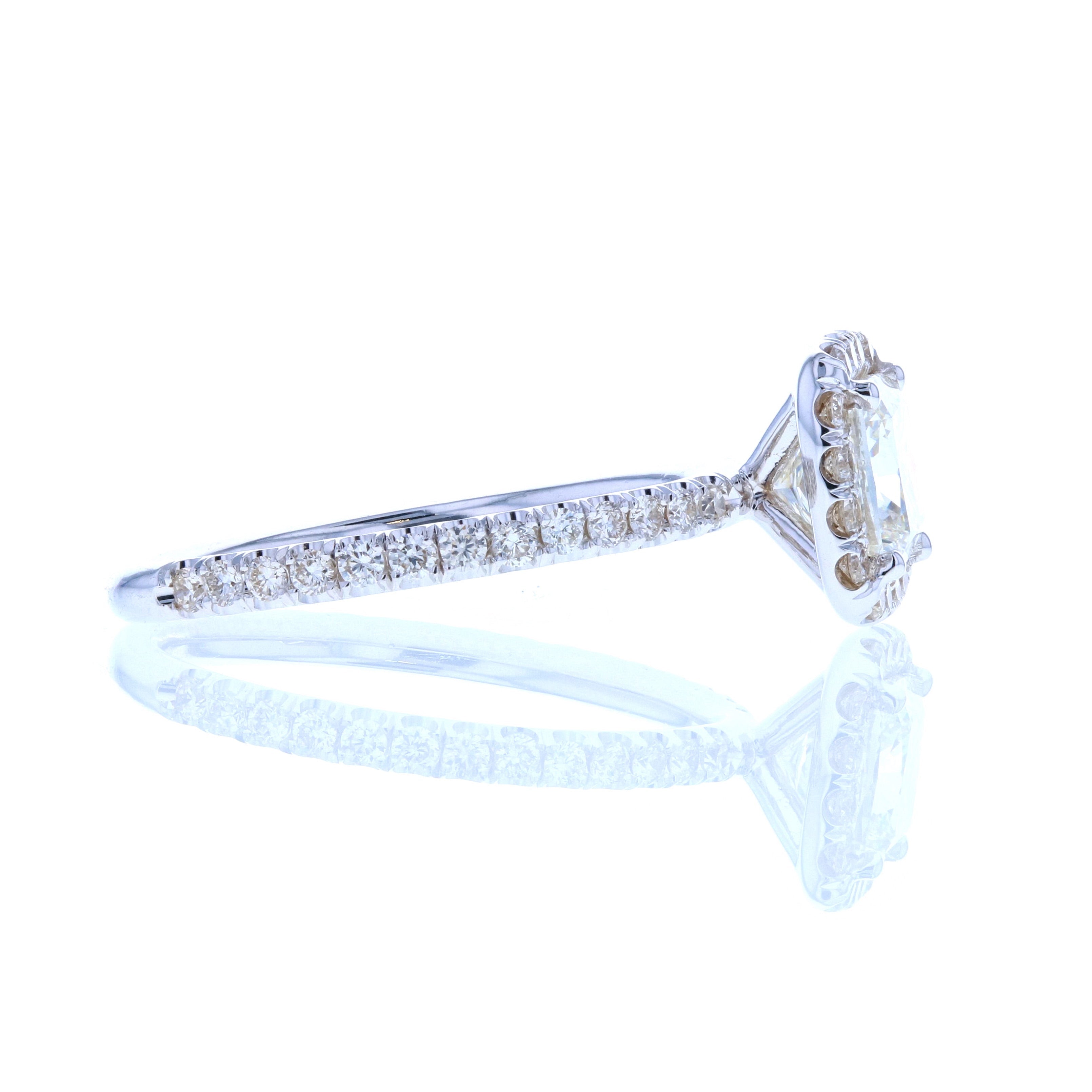 Cushion Cut Diamond Engagement Ring with Diamond Halo & Diamond Pave