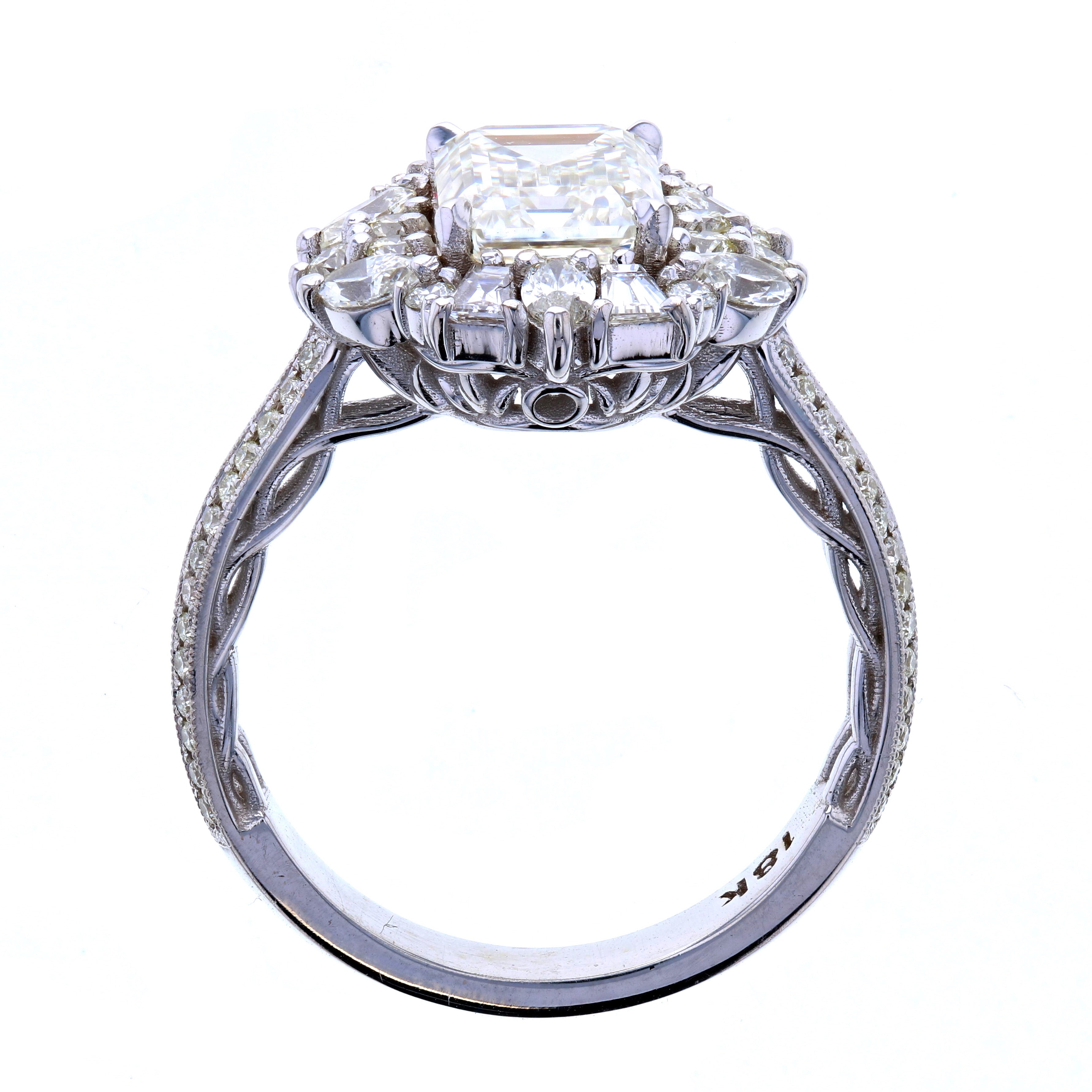 Emerald Cut Art-Deco Diamond Engagement Ring