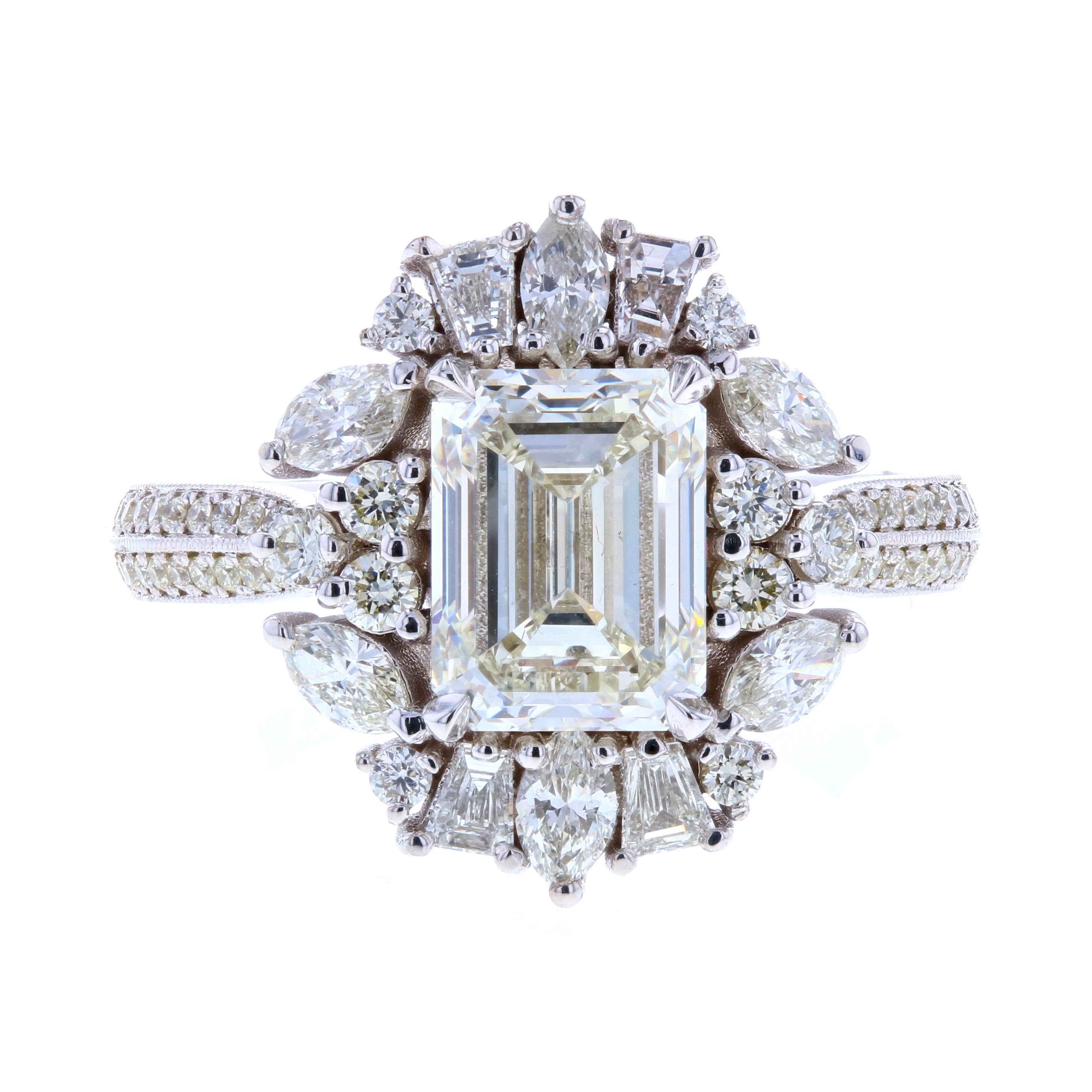 Emerald Cut Art-Deco Diamond Engagement Ring