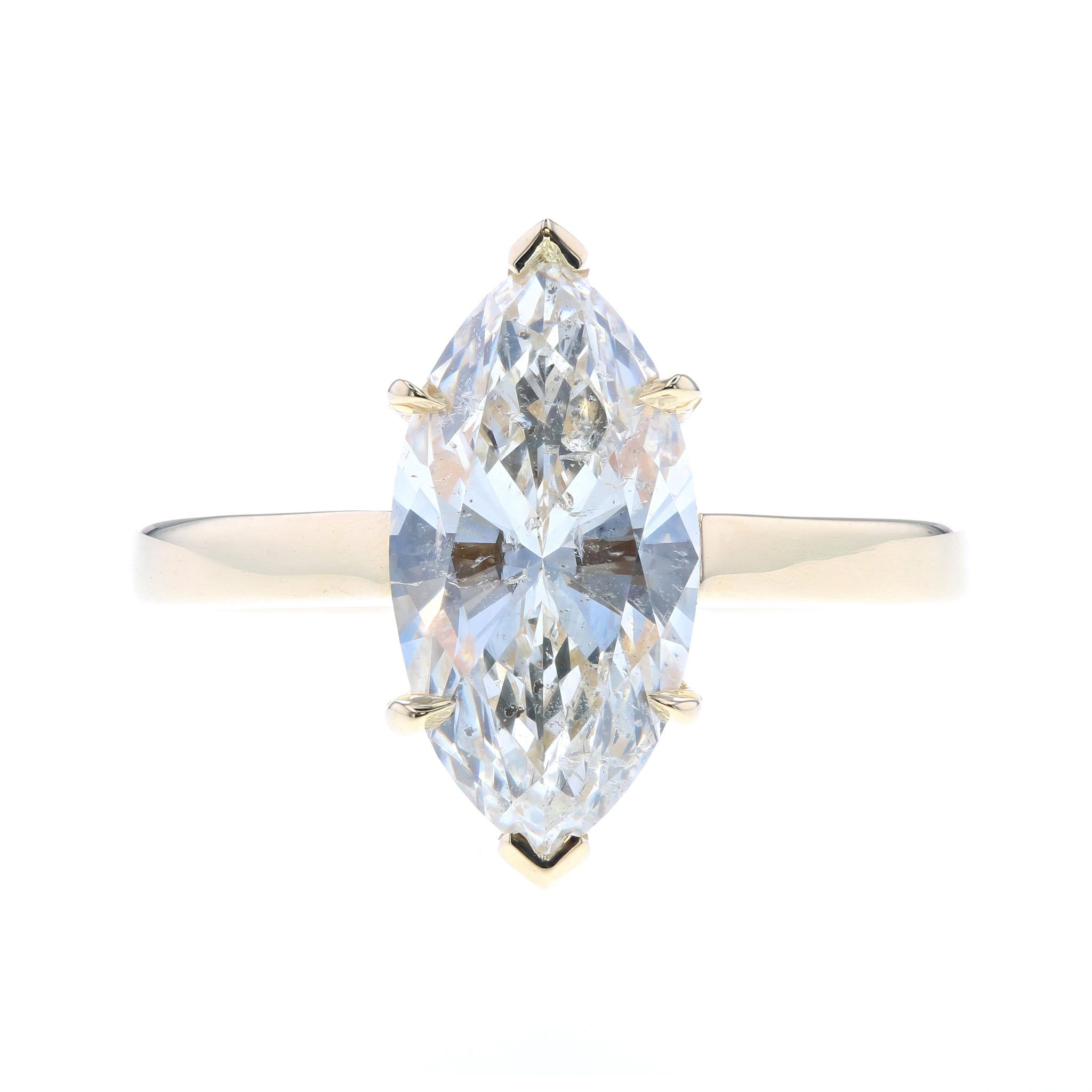 Marquise Diamond Engagement Ring in Yellow Gold Solitaire