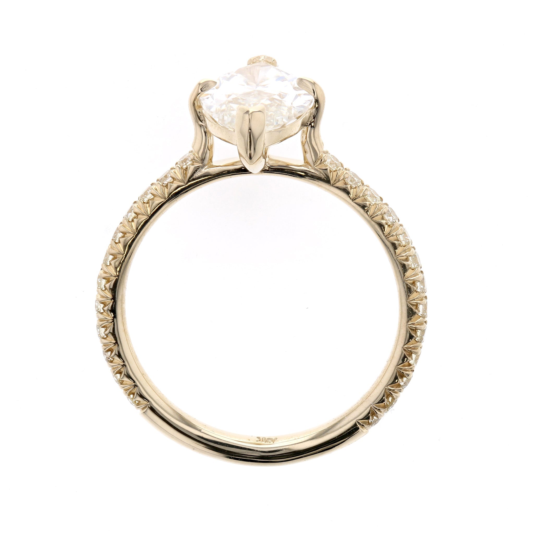 Marquise Diamond Engagement Ring in Yellow Gold with Diamond Pave