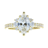 Marquise Diamond Engagement Ring with Side Stones and Scalloped Halo