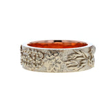 Men's Rose Gold Wedding Band with Floral Relief