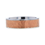 Men's Two Tone Rose Gold and White Gold Wedding Band with Hammered Finish