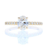 Oval Diamond Engagement Ring with Diamond Pave in Yellow Gold