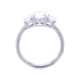 Oval Diamond Engagement Ring with Trapezoid Side Stones & Diamond Pave
