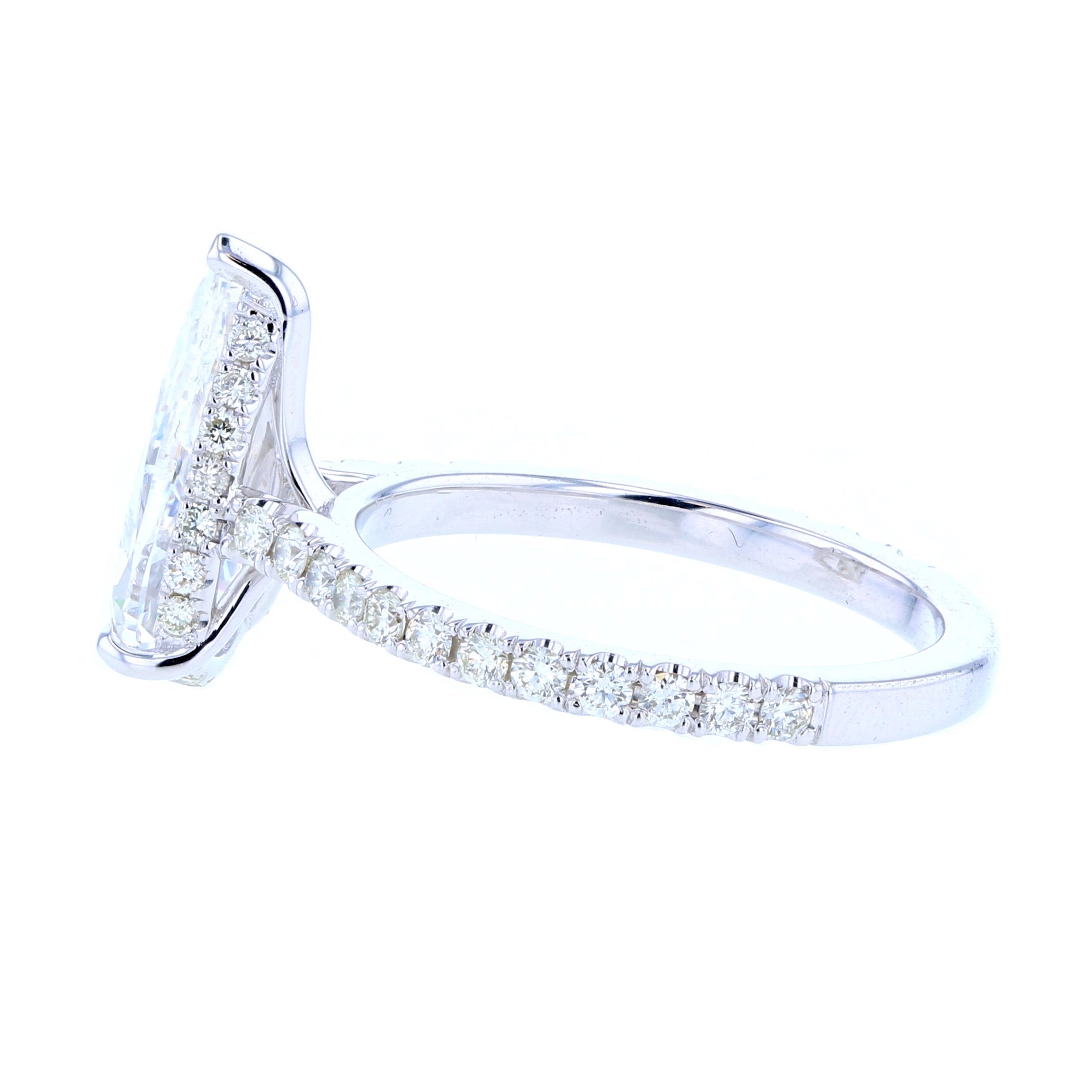 Pear Shaped Diamond Engagement Ring with Diamond Pave