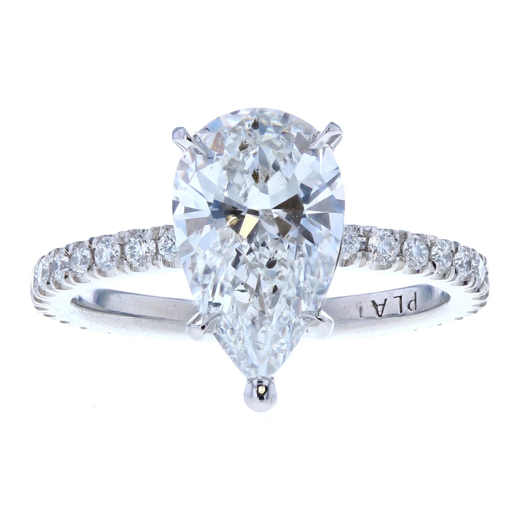 Pear Shaped Diamond Engagement Ring with Diamond Pave