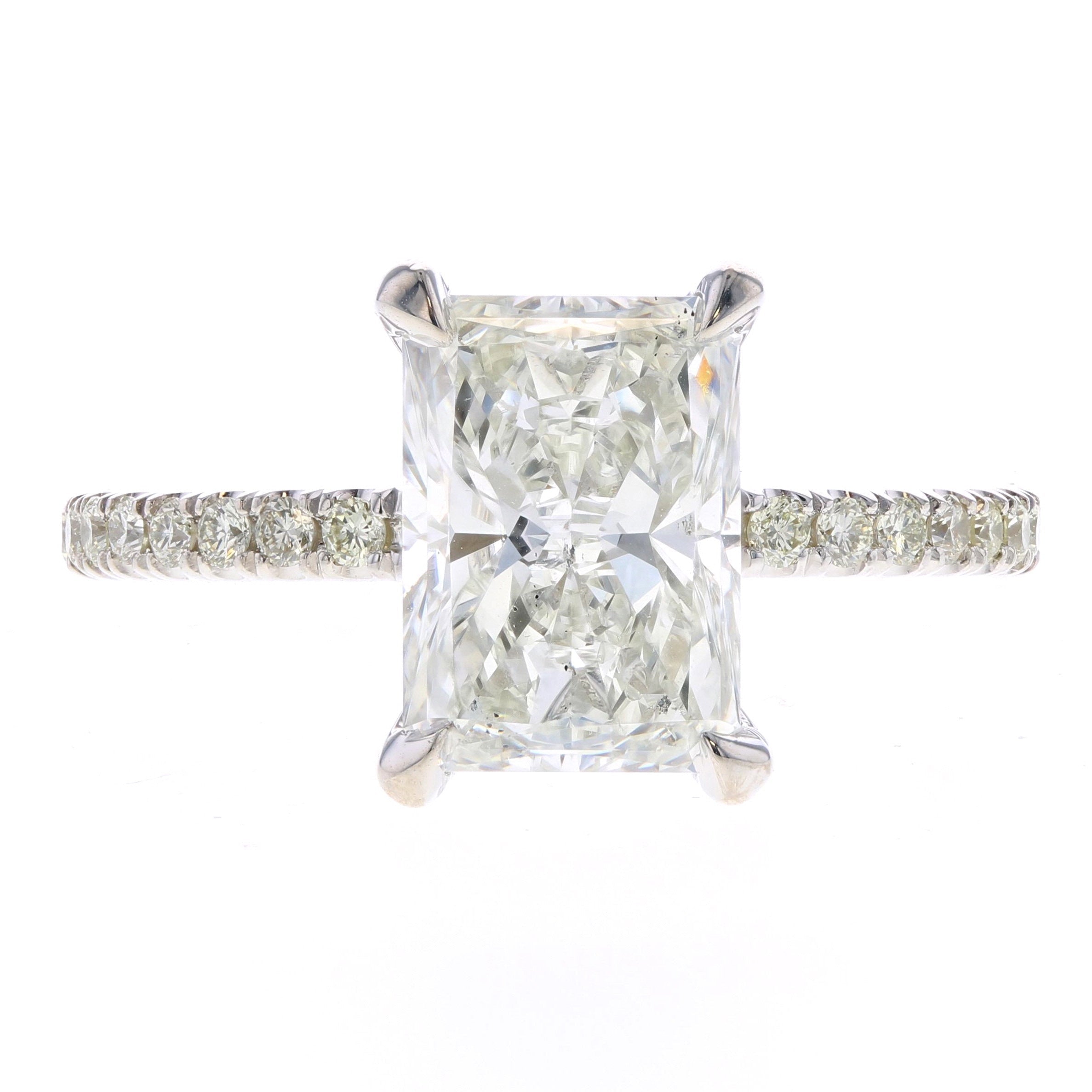 Pave radiant cut sale engagement rings