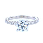 Round Cut French Cut Pave Diamond Engagement Ring