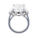 Three Stone Oval Diamond Engagement Ring with Trapezoid Side Diamonds