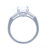 Three Stone Radiant Cut Diamond Engagement Ring with Tapered Baguettes