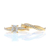 Women's Wedding Band in Yellow Gold with Twisted Shank and Diamond Pave