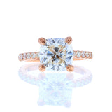 Cushion Cut Diamond Engagement Ring in Rose Gold with Diamond Pave