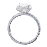 Cushion Cut Diamond Engagement Ring with Hidden Diamond Halo and Pave