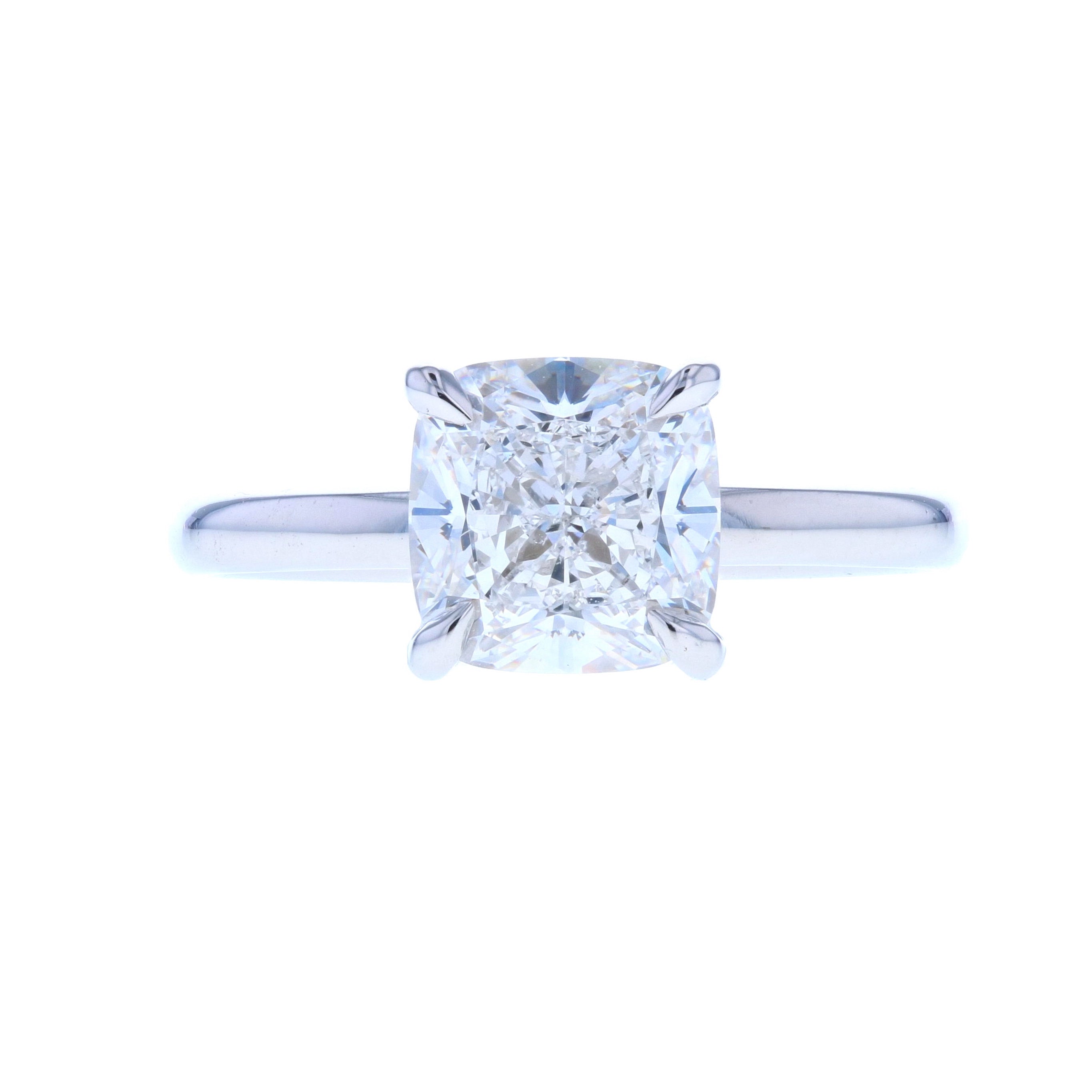 Cushion Cut Diamond Solitaire Engagement Ring