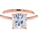 Cushion Cut Solitaire Diamond Engagement Ring in Rose Gold