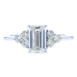 Emerald Cut Diamond Engagement Ring with Diamond Cluster