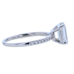 Emerald Cut Diamond Engagement Ring with Diamond Pave