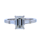 Emerald Cut Diamond Engagement Ring with Tapered Baguette Side Diamonds