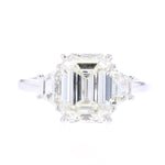 Emerald Cut Diamond Engagement Ring with Trapezoid Diamond Side Stones