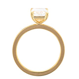 Emerald Cut Milgrain Diamond Engagement ring in Yellow Gold