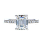Emerald Cut Pave Diamond Engagement ring in White Gold