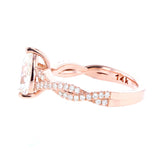 Pear Shaped Diamond Engagement Ring with Twisted Shank, Pave in Rose Gold