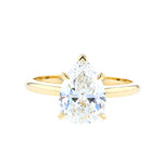 Pear Shaped Diamond Solitaire Engagement Ring in Yellow Gold