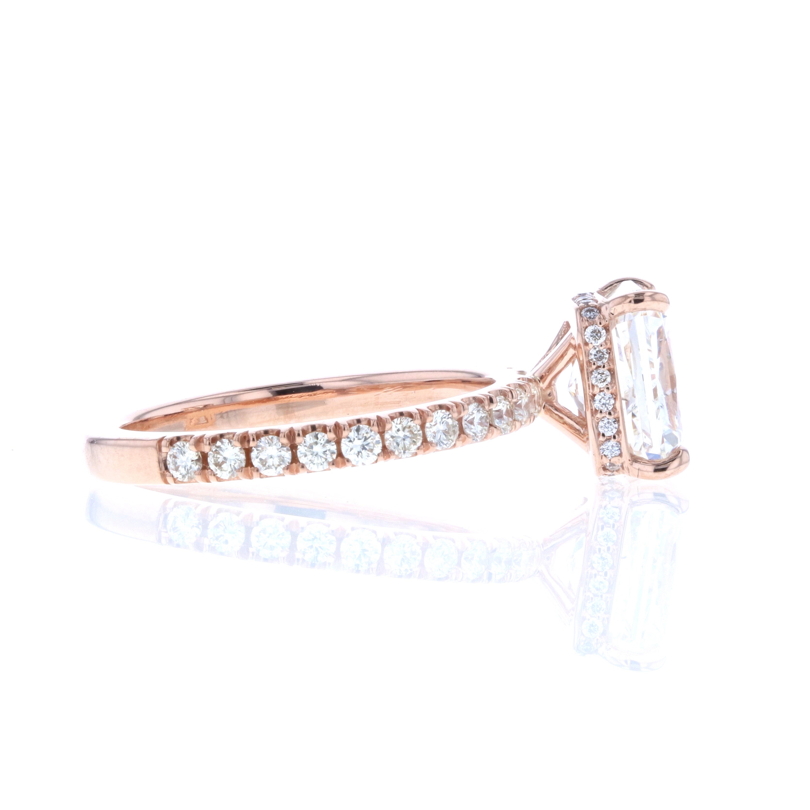 Radiant Cut Diamond Engagement Ring in Rose Gold with Diamond Pave & Hidden Halo
