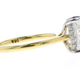 Radiant Cut Diamond Engagement Ring in Two-Tone Yellow & White Gold with Hidden Diamond Halo