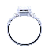 Radiant Cut Diamond Engagement Ring with Bezel Setting & Art Deco Detailing