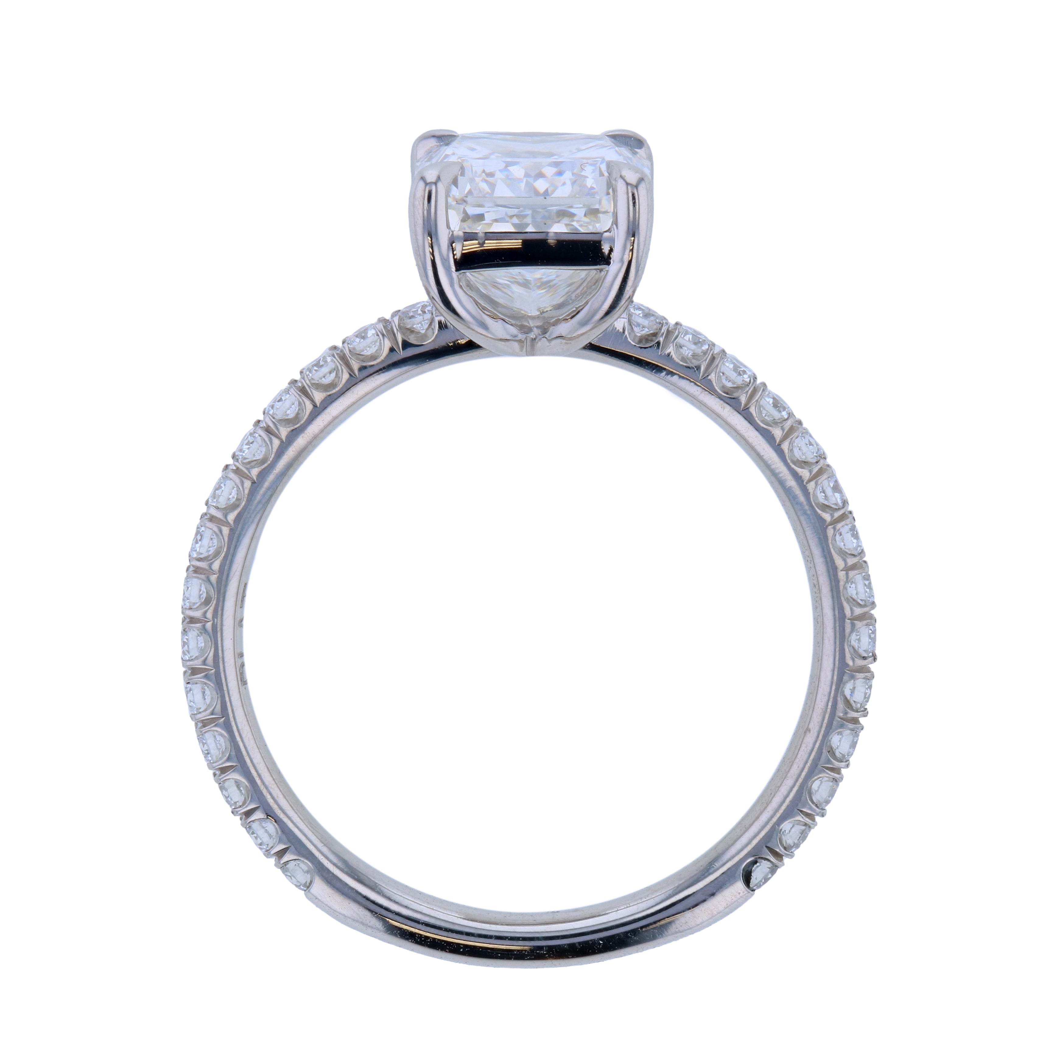 Radiant Cut Diamond Engagement Ring with Diamond Pave