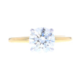 Round Cut Hidden Halo Solitaire Diamond Engagement ring in White and Yellow Gold